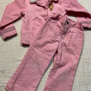 Pooh corduroy pink set